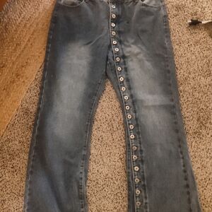 Women's Blue Button-Up Jeans